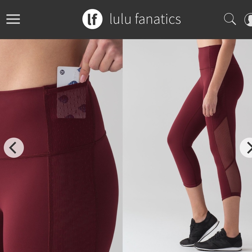 Lululemon Body Con Crop w Pockets Sz 2 Deep Rouge Red 2062